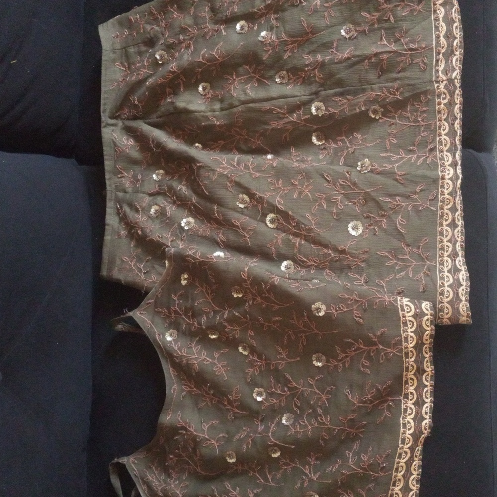 Olive Green Top and Skirt Set